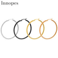 Innopes Punk Big Circle Hoop Earrings Steel Twisted Wave Pattern Hoops For Women Statement Fashion Jewelry Party 2024 - buy cheap