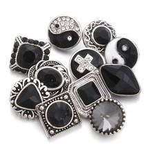 10pcs/lot Black Color 12MM Snap Button Rhinestone Mini Metal Snap Jewelry Fit 12mm Snap Bracelet Bangle Earrings Necklaces 2024 - buy cheap