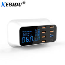Kebidu-carregador rápido com 8 portas para celular, carregador usb com tela led 3.0, para android, iphone, tablet, xiaomi, huawei, samsung 2024 - compre barato