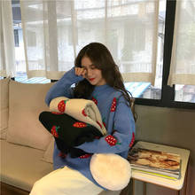 Корейский Harajuku мультфильм свитера женщин в плотном воротнике круглые свитера зимой 2024 - купить недорого