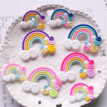 10Pcs Kawaii Rainbow Silicone Rubber Flatback Cabochon DIY Hair Bows Centers Jewelry Making Accessories Phone Decoration Crafts 2024 - buy cheap