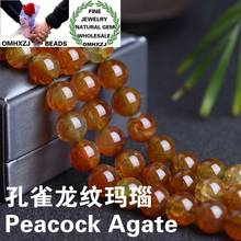 OMHXZJ-pulsera redonda de ágata de pavo real, accesorios para fabricación de joyas, piedras naturales, abalorios redondos, DIY, 8, 10, 12mm, ZB94, venta al por mayor 2024 - compra barato