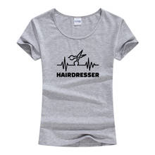 New Fashion Summer Heartbeat Hairdresser T Shirt Women O-neck Cotton Short Sleeve Girls Tshirt Barber T-shirt Tee Tops 2024 - buy cheap