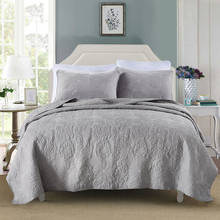 Chausub cinza colcha de algodão conjunto macio bordado colcha na cama capa fronha rei rainha tamanho 3 peça acolchoado 2024 - compre barato