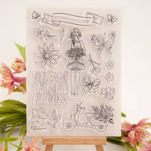 DIY Girl Floral Stamp Transparent Silicone Stamp Seal Sheet For Scrapbooking Photo Album Decoration 2024 - buy cheap
