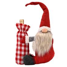 Christmas Gnome Champagne Red Wine Bottle Cover Topper Handmade Swedish Tomte Decoration 2024 - buy cheap