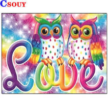 5D DIY Full Diamond Painting Owl Colored Diamond Mosaic Diamond Drawing Square Round Diamond Embroidery Cross Stitch Decor Gift 2024 - buy cheap