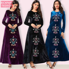 Vestido longo de turquia abaya islâmico hijab, vestido arábico, kaftan, marrocos, teconjuntur, elbise 2024 - compre barato