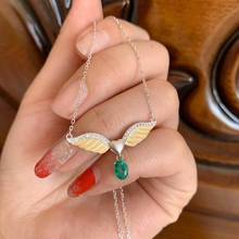 Natural Real Emerald Pendant Solid S925 Sterling Silver Emerald necklace For Women Colour Gem Stone  Fine Jewelry 2024 - buy cheap