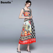 Banulin 2021 Designer Runway Beach Boho Flower Printed Long Dresses For Women Spaghetti Strap Elegant Party Dress Femme Vestido 2024 - buy cheap