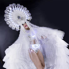 Ds vestido de festa led luminosa masquerade cosplay roupas luxo super rainha acender trajes palco mostrar vestido 2024 - compre barato