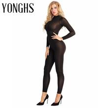 Women's Lingerie Sex See Through Bodysuit Long Sleeves Double Zipper Sheer Smooth Open Crotch Bodysuit Jumpsuit 2024 - buy cheap