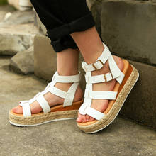 Sandalias de plataforma para mujer, zapatos con cuñas de tacón alto, sandalias de playa de ocio con hebilla, 5-11 talla grande, 2020 2024 - compra barato