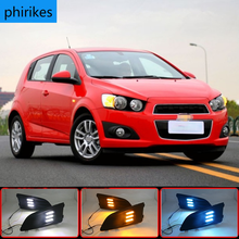 1 комплект для Chevrolet Chevy AVEO Sonic зубная щётка 2011 2012 2013 автомобиля светодиодный DRL светильник дневного светильник Дневной светильник с Поворотная сигнальная лампа 2024 - купить недорого