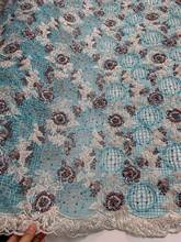 Novo tecido bordado de rede artesanal pesada com contas em renda de vidro-31701 frisado africano rendado para vestido de festa 2024 - compre barato