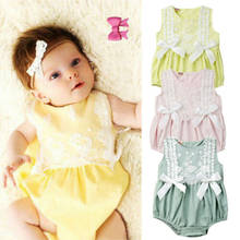 0-24M Toddler Newborn Baby Girl Summer Clothes Lace Sleeveless Bow Rompers Jumpsuit Sunsuit Baby Casual Children's Clothes Sets 2024 - buy cheap