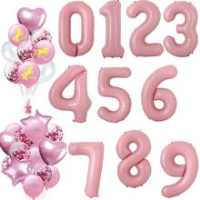 Globos de números rosas de lámina de 40 pulgadas, globos inflables de aire de 0, 1, 2, 3, 4, 5, 6, 7, 8, 9, suministros de decoración de boda para fiesta de cumpleaños 18 2024 - compra barato