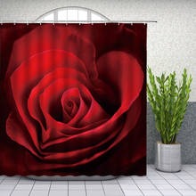 Juego de cortinas de ducha con forma de corazón, conjunto de tela de poliéster para decoración de baño, Rosa vino tinto, flor, Día de San Valentín, boda, aniversario 2024 - compra barato