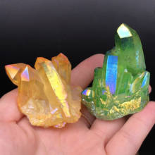 2pcs  Beautiful Aura Crystal Cluster Angel  Titanium Quartz Stunning Rainbow Specimen Minerals Reiki Healing Chakra 2024 - buy cheap