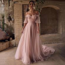 Modern Latest Dusty Pink Bridal Wedding Gowns Off Shoulder Sleeves Sweetheart Pleated Wedding Dress for Bride Court Train 2021 2024 - buy cheap