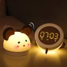 Reloj despertador Digital LED para dormitorio, lámpara de noche con bonito ratón, regulable, carga por USB 2024 - compra barato