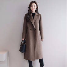 Женское шерстяное пальто с длинным рукавом, толстое шерстяное пальто большого размера, D190914, осень 2019 2024 - купить недорого
