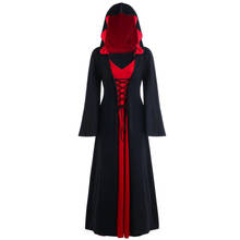 Disfraz de bruja gótica Medieval Vintage para mujer, vestido largo con capucha de Nienna, corsé con cordones, bata de Halloween de talla grande 4XL 5XL 2024 - compra barato