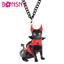 Bonsny colar de acrílico com pingente de colar, colar de gato preto sentado, animais de estimação, de halloween, joias para mulheres, adolescentes, acessório de presente 2024 - compre barato