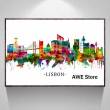 Lisbon Portugal London Los Angeles Skyline watercolor Oil Painting Poster Prints Canvas Wall Picture For Home Bedroom Decor 2024 - buy cheap