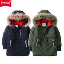 Iyeal outono inverno bebê meninos para baixo jaqueta para meninos crianças parka crianças com capuz casaco outerwear quente para roupas de menino 5-12 anos 2024 - compre barato