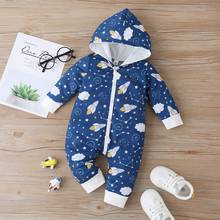 New Cotton Newborn Baby Boy Clothes Winter Cool Rocket Starry Sky Print Single Breasted Long Sleeve Hooded Baby Boy Romper 0-18M 2024 - buy cheap