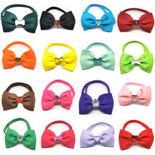 30/50pcs Solid Color with Heart Bows Crystal Dog BowTies for Puppy Dogs Accessories Adjustable Neckties Pet Dog Grooming Product 2024 - buy cheap