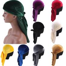 Gorro Bandana transpirable de terciopelo para hombre y mujer, gorro de pirata de cola larga, Durag turbante Doo, accesorios para el cabello, novedad 2024 - compra barato