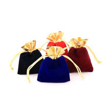 5pcs/lot Multi Size Red+Gold Color Velvet Package Bags 7x9 9x12cm Cloth Drawstring Gift Bags Wedding Jewelry Pouches 2024 - buy cheap