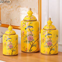 Frascos de porcelana con patrón de flores pintadas, recipiente tarro para té, jarrón de cerámica multiusos, decoración Vintage para el hogar 2024 - compra barato