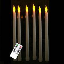 Velas conduzidas controle remoto pólo cera 6 velas + 1 controle remoto plástico flameless remoto taper velas para festa de jantar decorat 2024 - compre barato