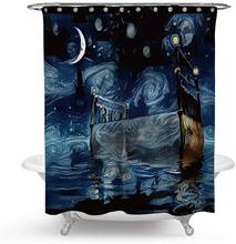 Starry Night Van Gogh Art Oil Painting Shower Curtain Set with Hooks 2024 - buy cheap