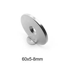 1/2/5PCS 60x5-8 mm magnetizing Big round magnets 60mm X 5mm Neodymium disc Magnet 60*5-8 mm N35 Permanent Magnet 60*5 Hole 8mm 2024 - compre barato