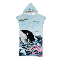 Sea World  Printed Microfiber Beach Towel With Hooded Change Robe Poncho For Swimming Beach Surf Windproof Quick Dry Bathrobe 2024 - buy cheap