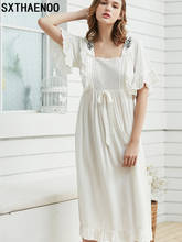 SXTHAENOO New Summer Princess Nightdress Women's Long Nightgown White Pijamas Embroidery Cotton Vintage Sleepwear 2024 - buy cheap