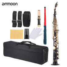 ammoon Brass Straight Soprano Sax Saxophone Bb B Flat Woodwind Instrument Natural Shell Key Carve Pattern with Carrying Case 2024 - buy cheap