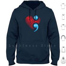 Suicide Prevention Depression Awareness Heart And Semi Colon Hoodie Long Sleeve Important Anti Depression Awareness 2024 - buy cheap