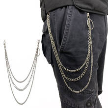 Calça feminina nova corrente, calça hip hop, prateada, corrente para mulheres, legal, de metal, corrente em jeans, masculina, corrente 2024 - compre barato