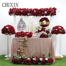 Custom Christmas Series Red Artificial Flower row flwoer Ball DIY Family Party Garland Decor Wedding Arch Road Lead Table Flower 2024 - buy cheap