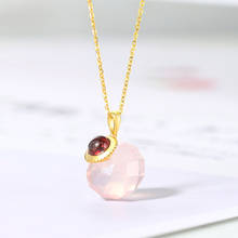 Lamoon 925 prata bola de cristal pingente colar para mulher natural rosa quartzo garnet longa corrente 14k banhado a ouro jóias lmni142 2024 - compre barato