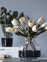 Nordic Criativo arranjo de Flor de ouro Preto Transparente vaso de vidro acessórios para casa Moderna sala de estar Decorativos enfeites 2024 - compre barato