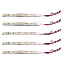 Fita de led 5050 branco quente à prova d'água, 5 peças, 10cm dc 12v caravana barco carro 2024 - compre barato