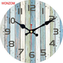 Reloj de pared grande silencioso con pilas para decoración del hogar y oficina, relojes de madera Vintage para pared, números arábigos, decoración para Cocina 2024 - compra barato