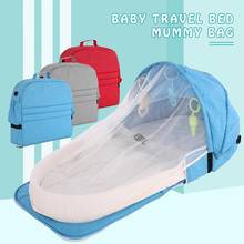 Berço portátil para viagem com brinquedo, berço para recém-nascido, multifuncional, dobrável, cadeira com mosquiteiro 2024 - compre barato
