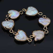 2 piezas de perlas naturales de agua dulce en forma de corazón, conector colgante para collar, pulsera, fabricación de joyas 2024 - compra barato